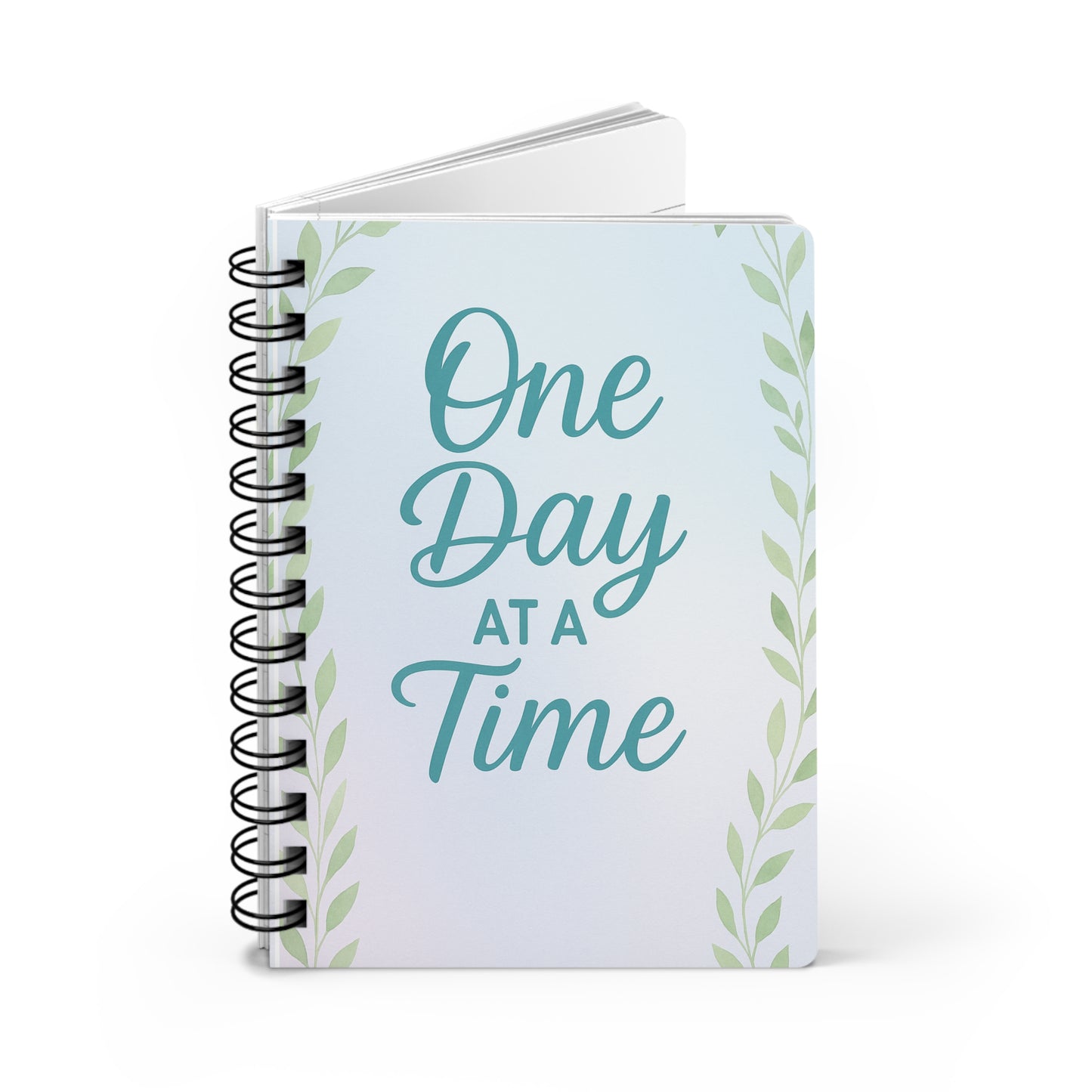 Inspirational Spiral Bound Journal | One Day at a Time | Daily Planner, Self-Care Notebook, Gratitude Journal, Gift, Stationery