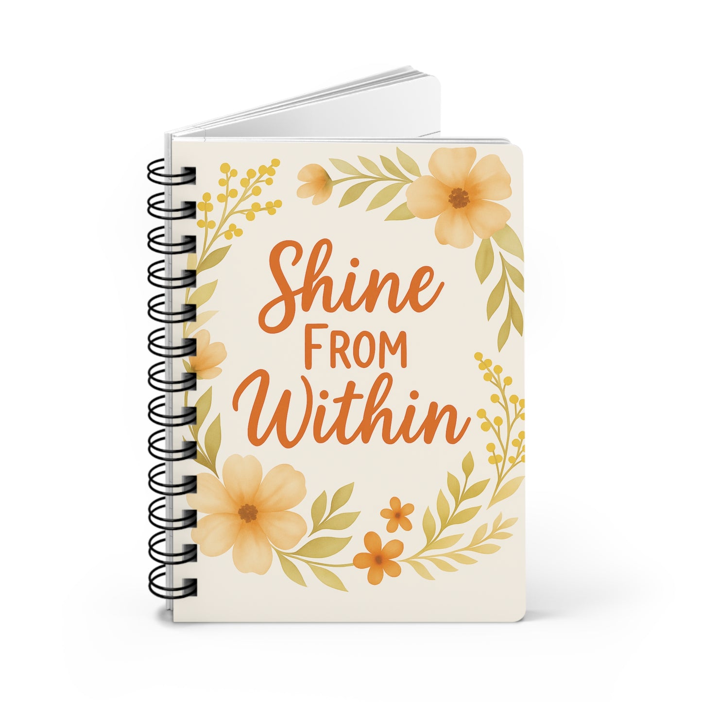 Floral Inspirational Journal - Shine From Within, Motivational Notebook, Gift for Writers, Nature Lovers, Self-Care Diary