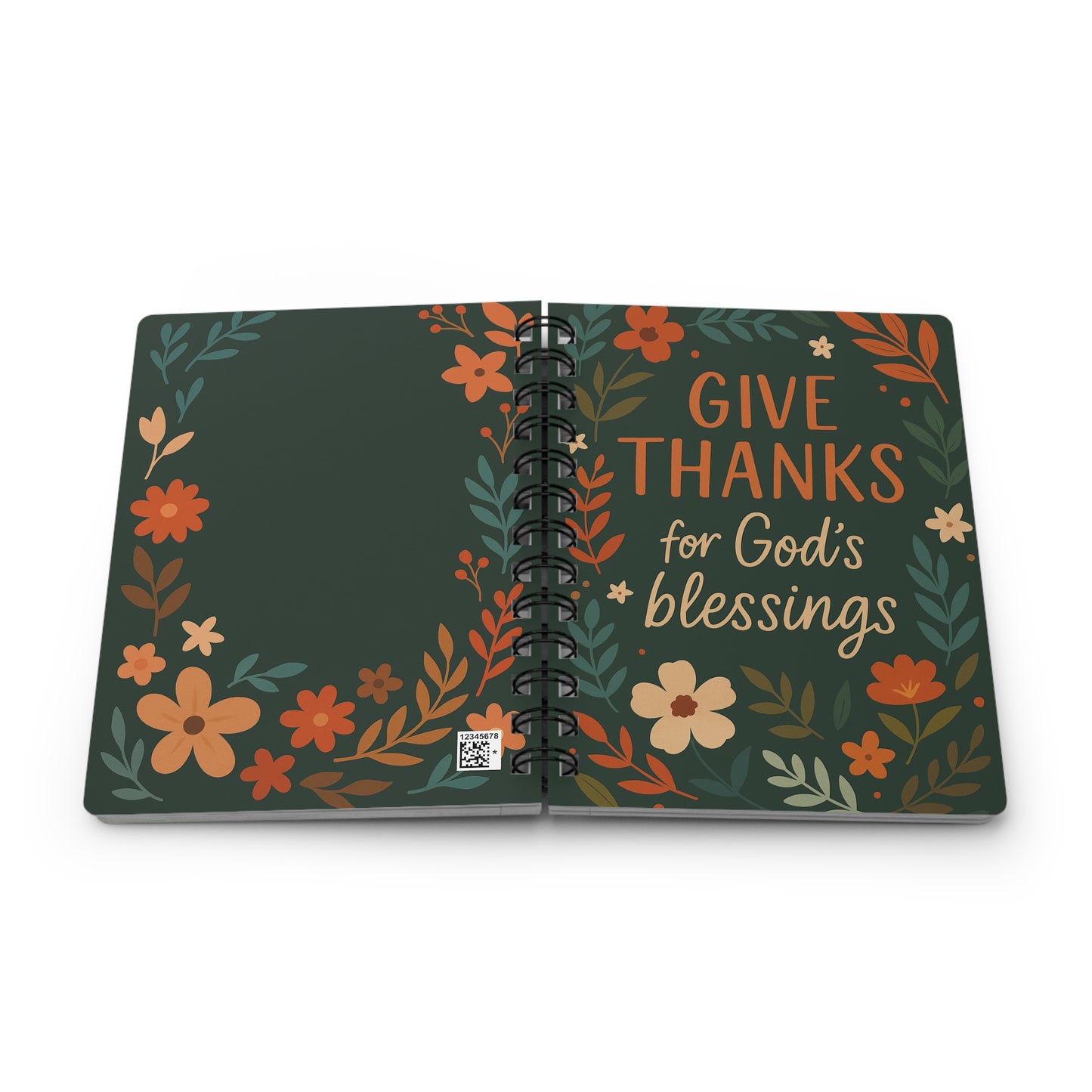 Spiral Bound Journal with Floral Design - Give Thanks for God's Blessings, Gratitude Journal, Gift for Women, Fall Decor, [...]