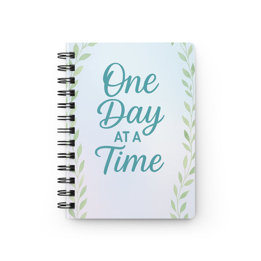 Inspirational Spiral Bound Journal | One Day at a Time | Daily Planner, Self-Care Notebook, Gratitude Journal, Gift, Stationery