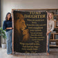 To My Daughter Lion Blanket – Dad to Daughter Gift, Brave Strong Loved, Inspirational Woven Throw