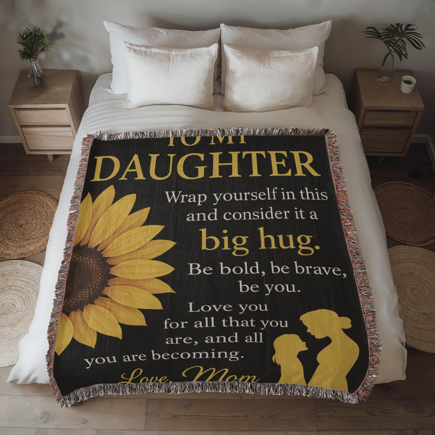 To My Daughter Blanket from Mom – Sunflower Gift for Daughter